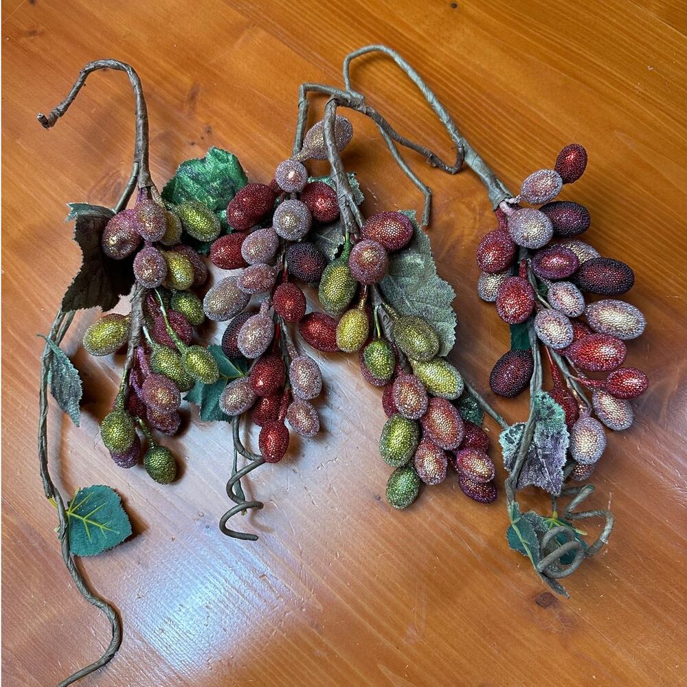 Vintage Faux Grapes - "Paper Mache Crystal Look" Grapes - Set of 4